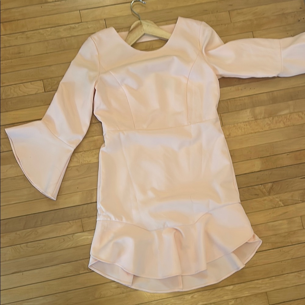Elegant Peach Flare Sleeve Dress